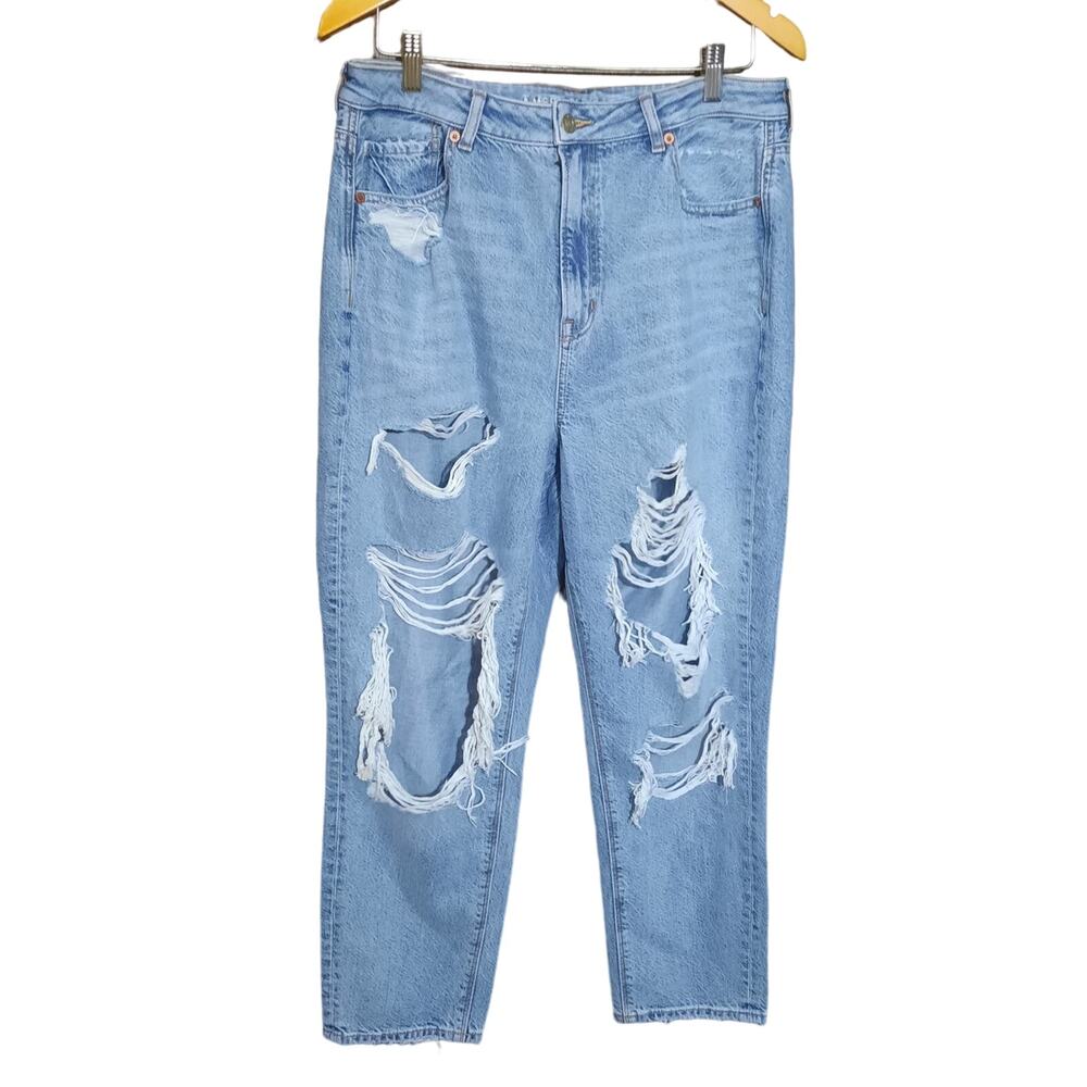 American Eagle Womens Distressed Highest Rise Mom Jeans Size 14